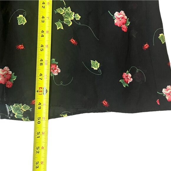 Vintage 90s y2k Long Sleeveless Maxi Shift Dress Red Floral Ivy Ladybugs No Size - Picture 7 of 7